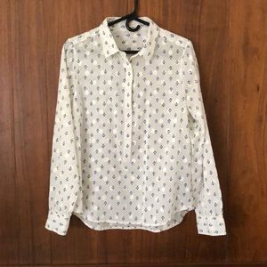 J. Crew placket front cream shirt